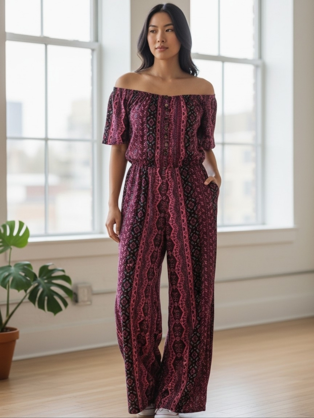 J for Justify Pink and Black Jumpsuit
